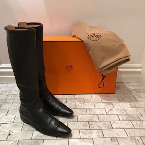Leather lined HERMÈS knee high boots